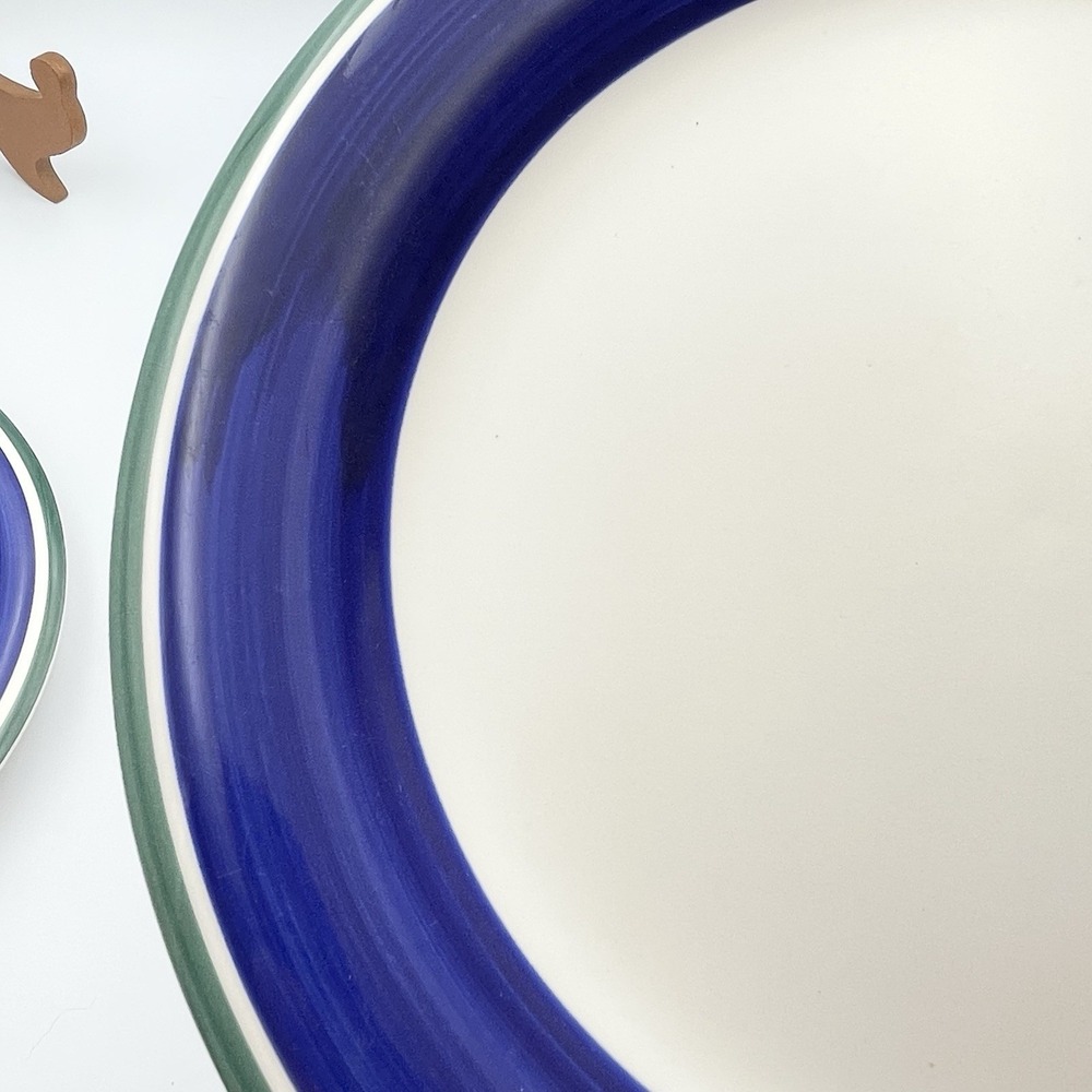 Vintage‎ 1990s Gibson Oceanside Blue Green Stripe Dinner Plates Set of 2 - Picture 8 of 14
